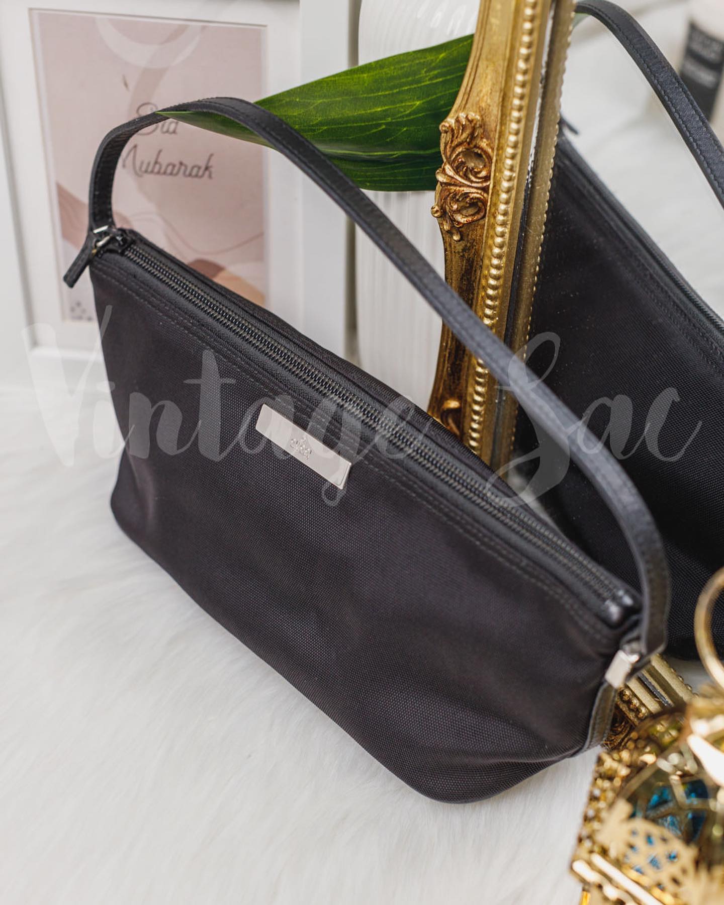 Gucci Black Canvas Boat Bag