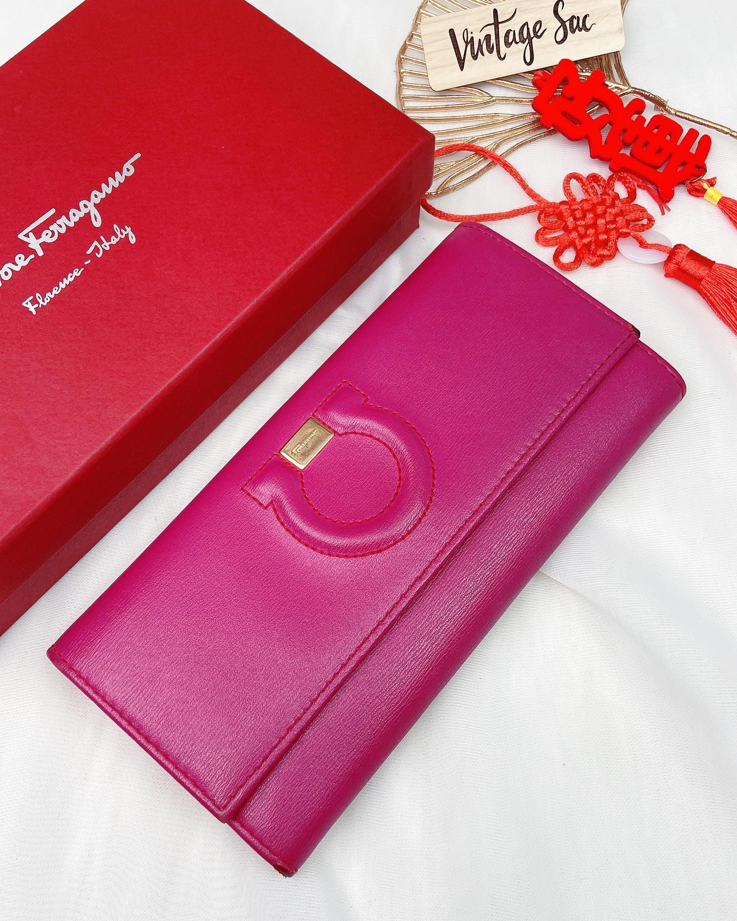 Salvatore Ferragamo Purple Gancini Bifold Long Wallet