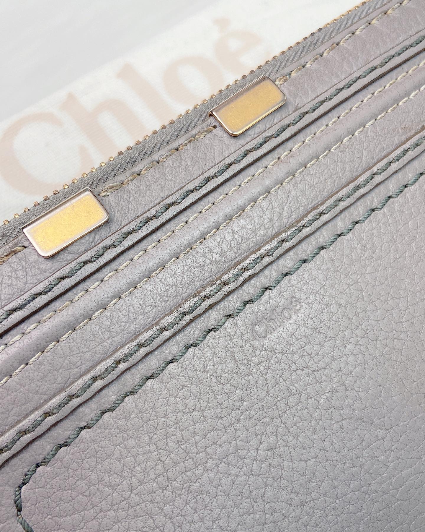 Chloe Grey Calfskin Marcie Zippy Long Wallet