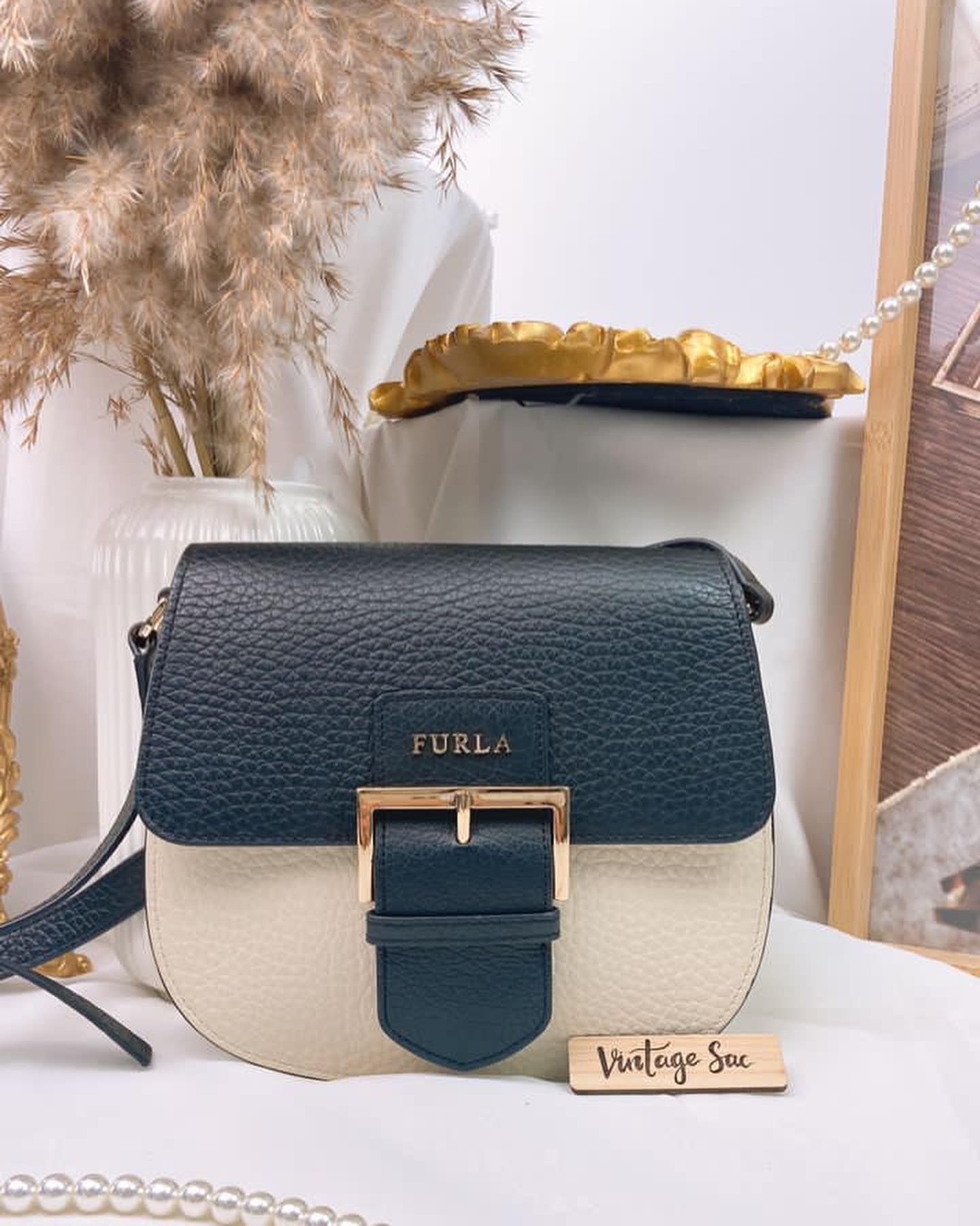 Furla Black Calfskin Amazzone Crossbody Bag