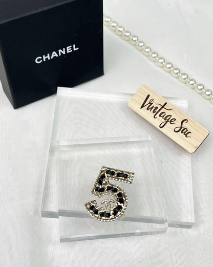 Chanel 5 Leather Chain CC Brooch