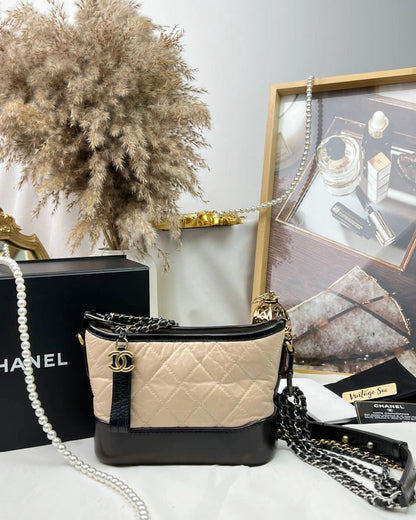 Chanel Beige Black Small Gabrielle Bag