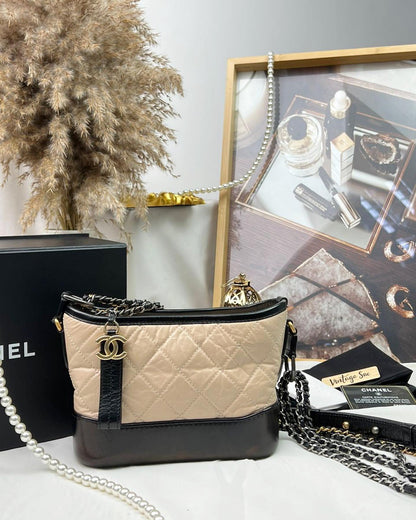 Chanel Beige Black Small Gabrielle Bag