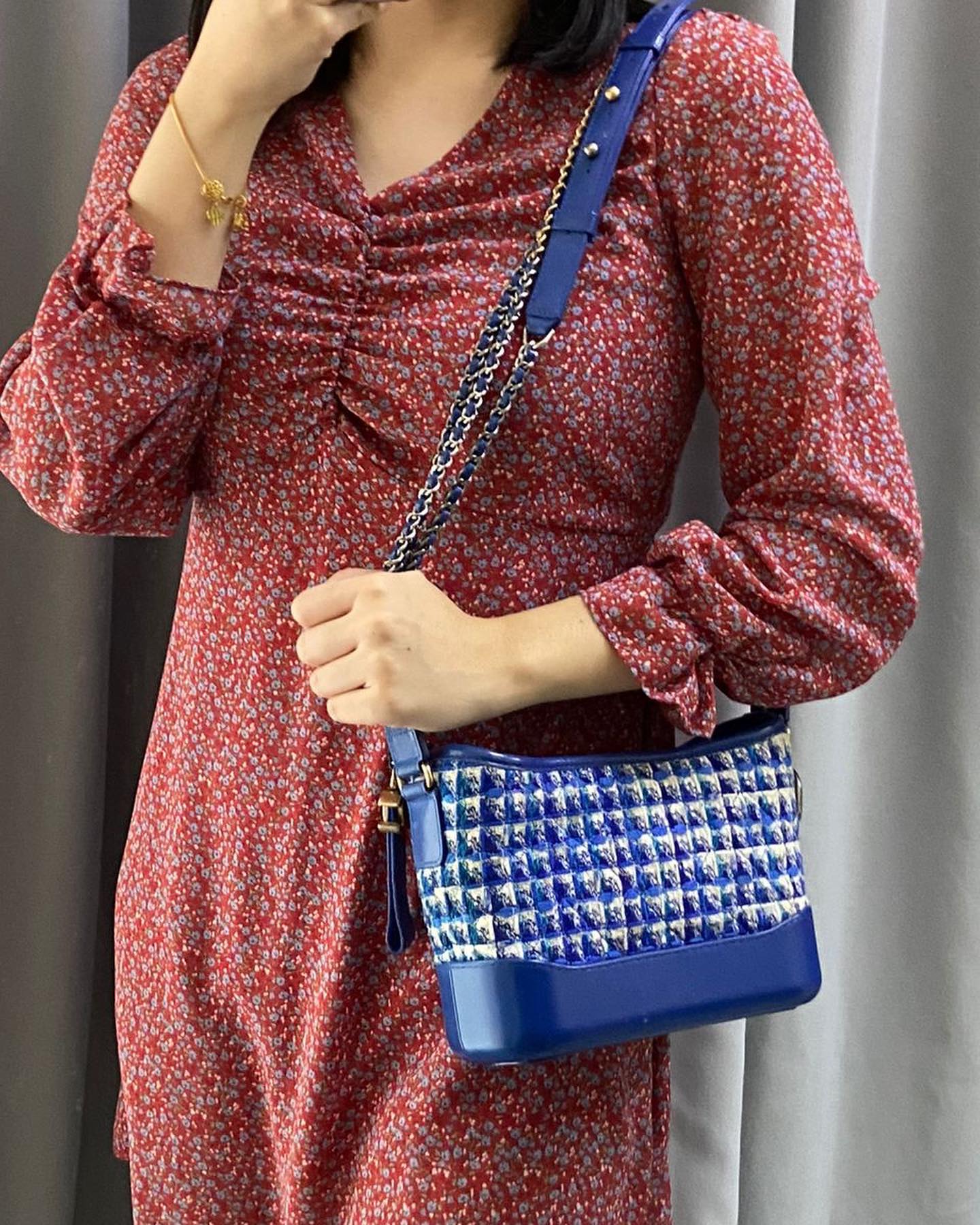 Chanel Blue Tweed Small Gabrielle Hobo Bag