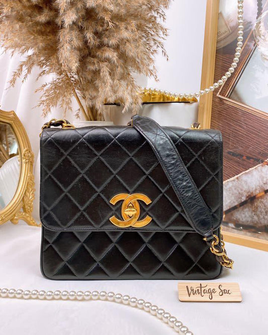 Chanel Lambskin Black Large Diamond Quilted Flap (GHW)