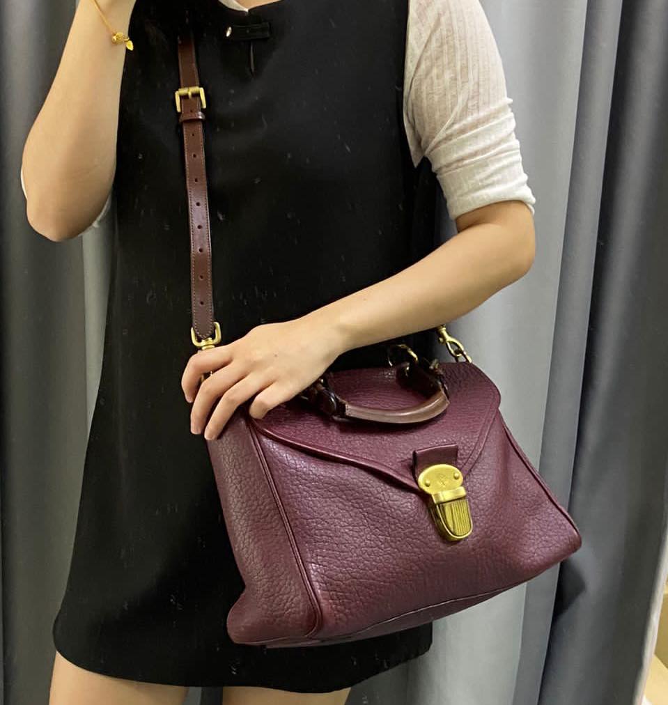 Mulbery Burgundy Calfskin Polly Push Lock Tote 33cm GHW