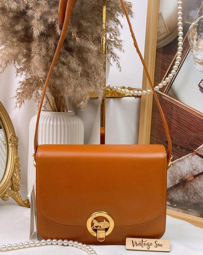 Celine Brown Calfskin Vintage Horse Carriage Shoulder Bag