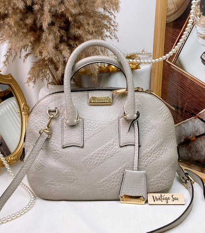 Burberry Grey Calfskin Small Orchard Bag