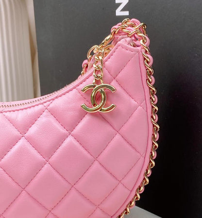 Chanel Pink Lambskin 22P Loop Hobo Bag LGHW