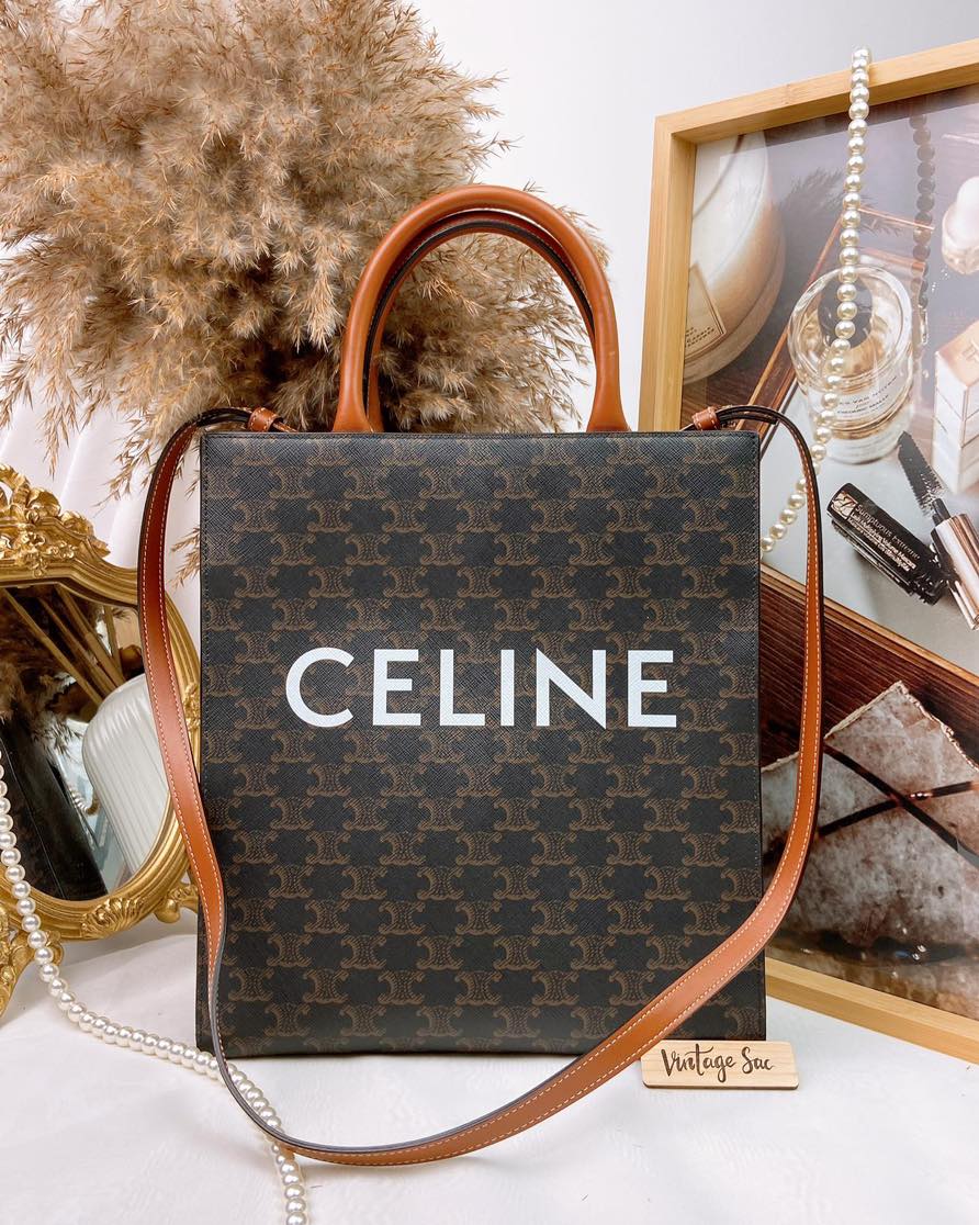 Celine Tan Triomphe Canvas Vertical Cabas Tote