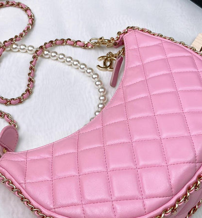 Chanel Pink Lambskin 22P Loop Hobo Bag LGHW