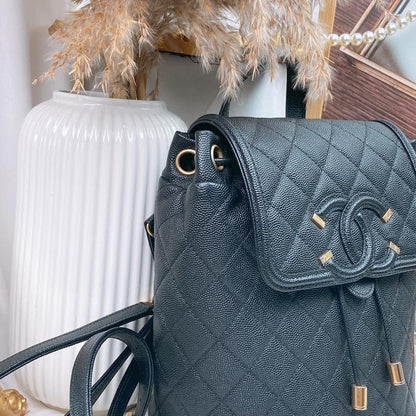 Chanel Black Caviar Filigree Small Backpack GHW