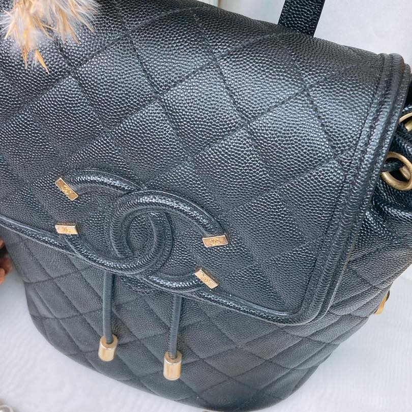 Chanel Black Caviar Filigree Small Backpack GHW