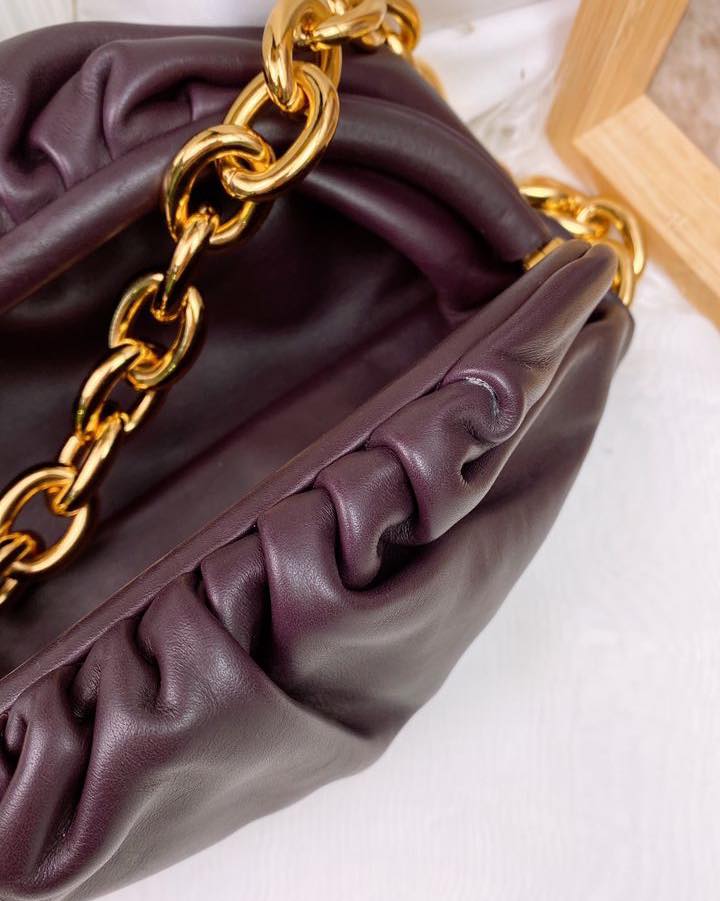 Bottega Veneta Grape Chain Leather Pouch (GHW)