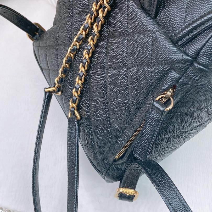 Chanel Black Caviar Filigree Small Backpack GHW