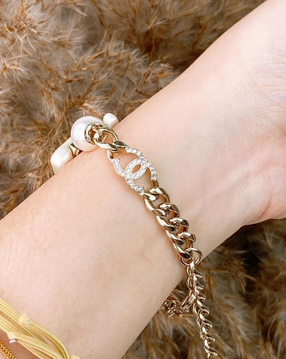 Chanel Light Gold No. 5 Perfume CC Bracelet