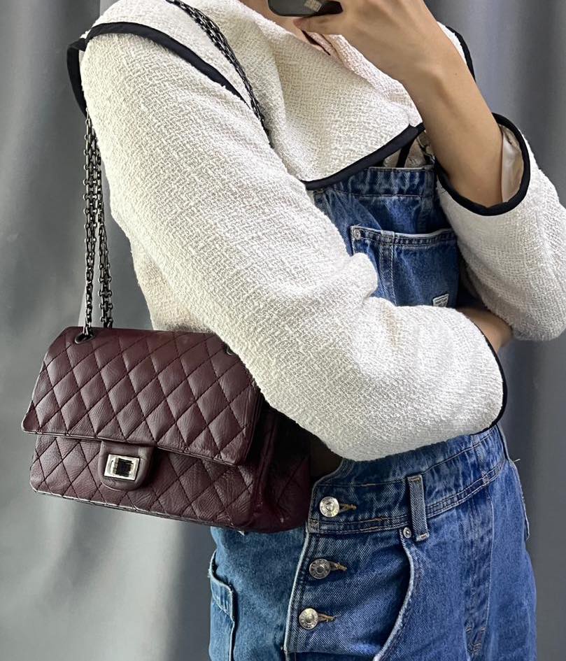 Chanel Burgundy Calfskin Reissue 2.55 RHW