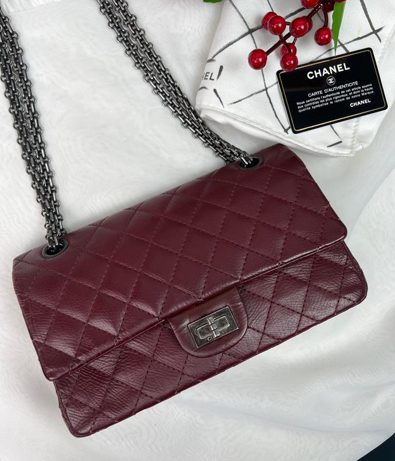 Chanel Burgundy Calfskin Reissue 2.55 RHW