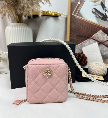 Chanel Pink Caviar Diamond Mini Bag LGHW