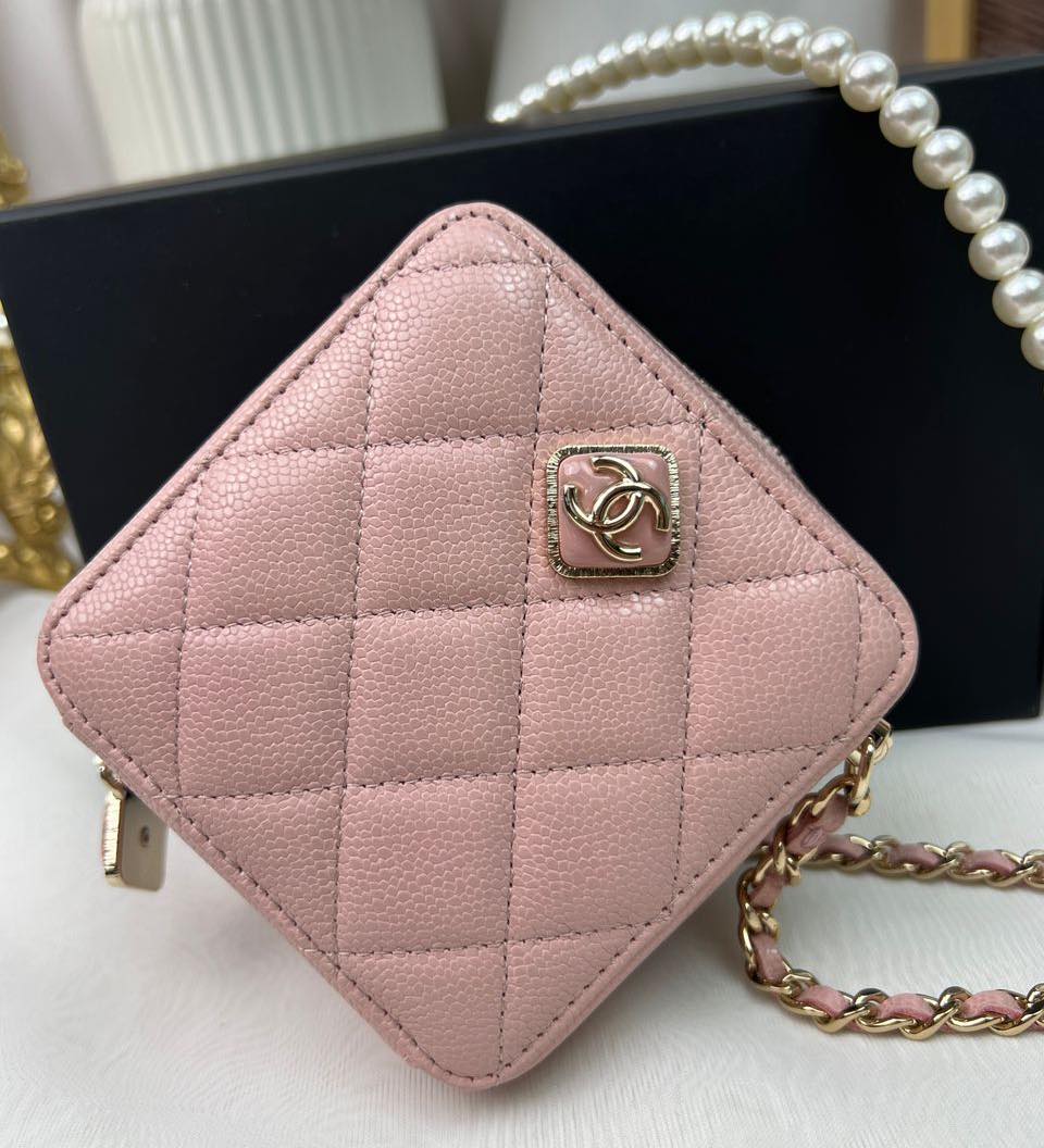 Chanel Pink Caviar Diamond Mini Bag LGHW