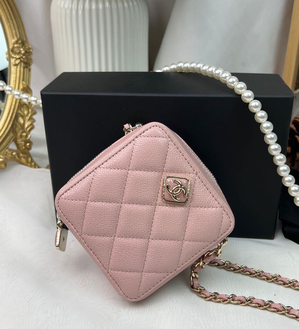 Chanel Pink Caviar Diamond Mini Bag LGHW