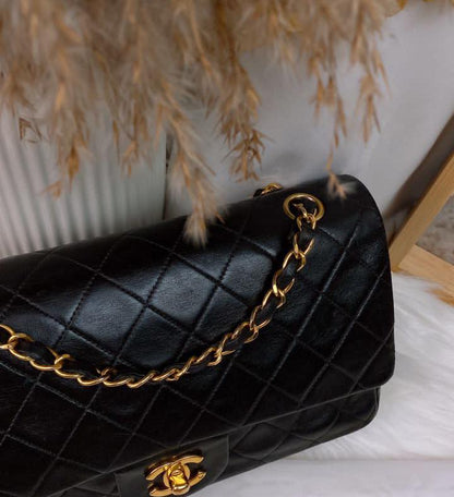 Chanel Black Lambskin Vintage Medium Flap (GHW)