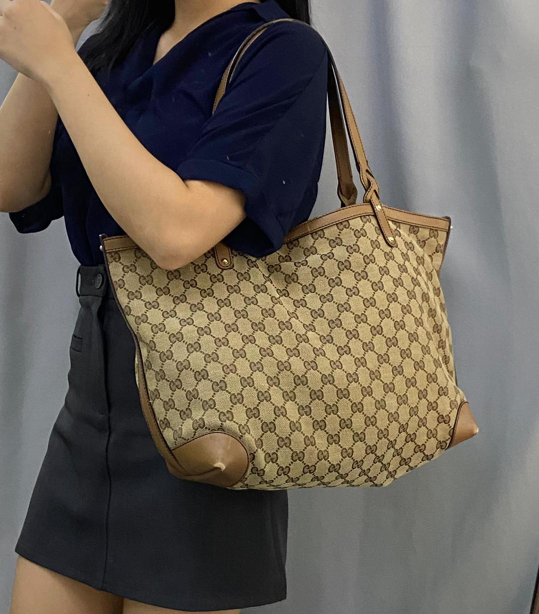 Gucci Brown Canvas Craft Tote Bag