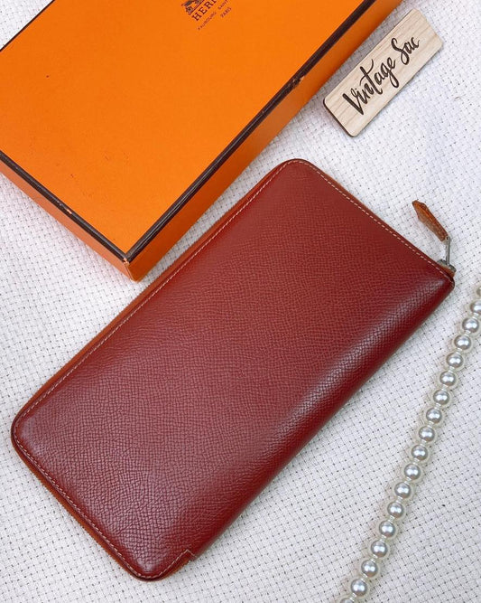 Hermes Brick Red Epsom Silk In Long Wallet PHW