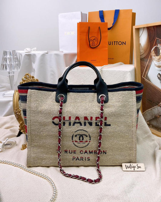 Chanel Multicolour Stripes Medium Deauville Tote SHW