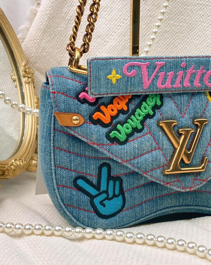 Louis Vuitton Navy Denim Wave Chain Bag MM