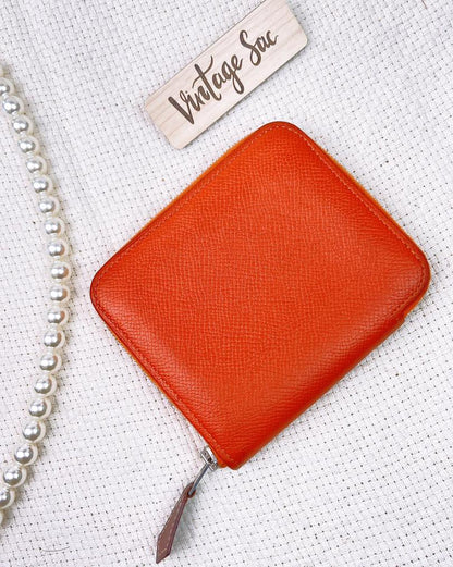 Hermes Orange Silk In Zippy Wallet