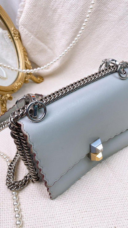 Fendi Pearl Grey Kan Crossbody