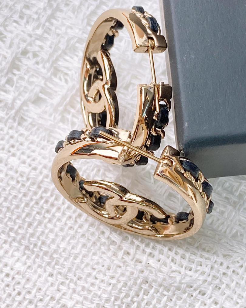 Chanel Light Gold Enchained Hoop Earrings