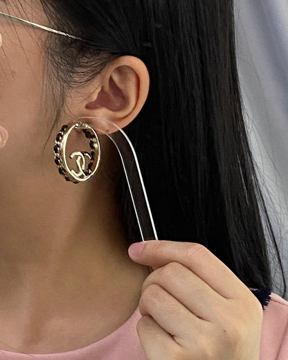 Chanel Light Gold Enchained Hoop Earrings