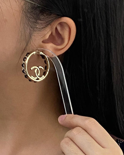 Chanel Light Gold Enchained Hoop Earrings