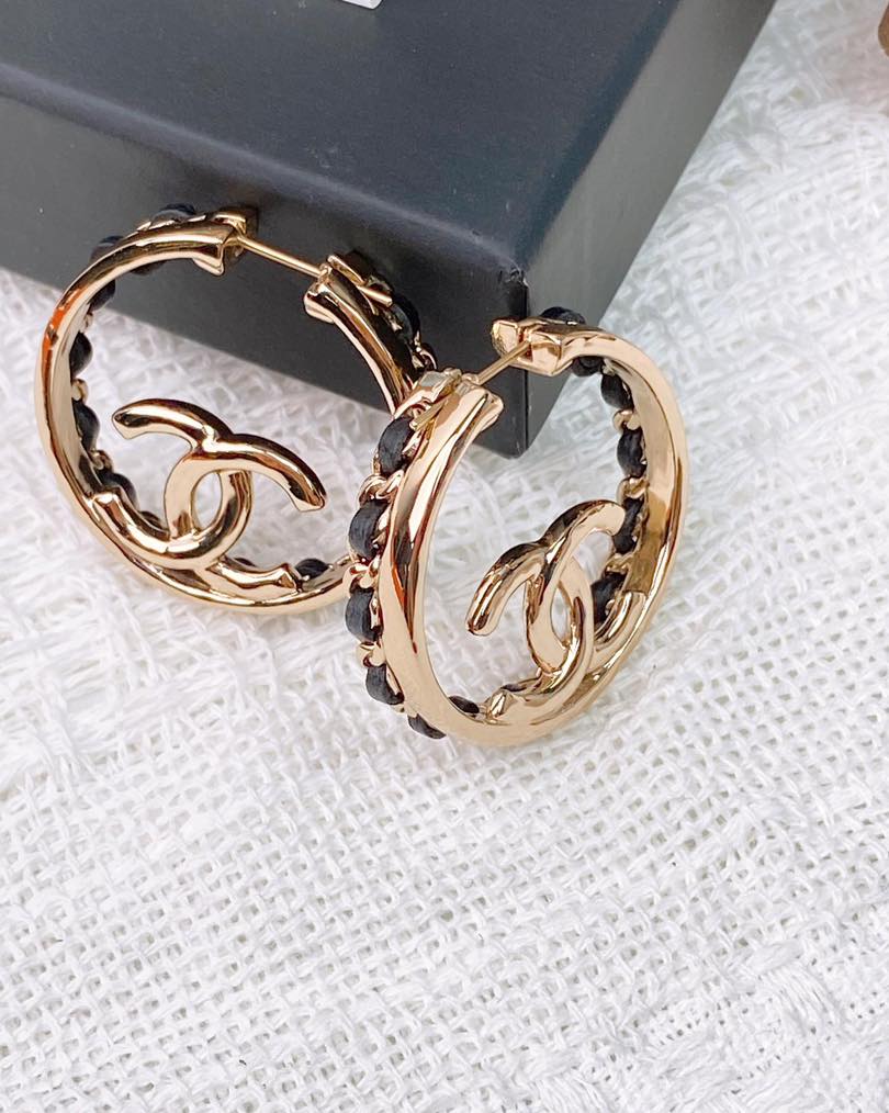 Chanel Light Gold Enchained Hoop Earrings