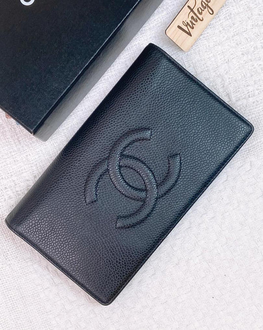 Chanel Black Caviar Bifold Long Wallet