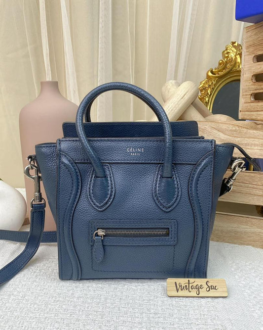 Celine Blue Calfskin Nano Luggage