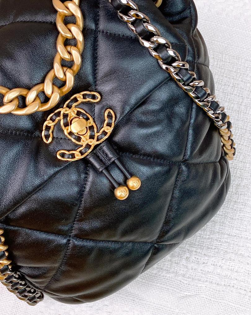 Chanel Black Lambskin 24C 19 Backpack GHW