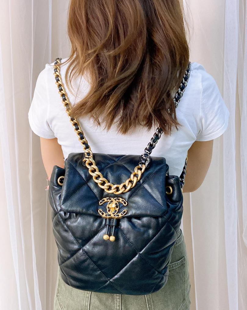 Chanel Black Lambskin 24C 19 Backpack GHW