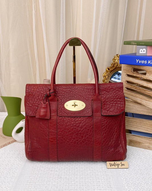 Mulberry Burgundy Top Handle Bayswater GHW