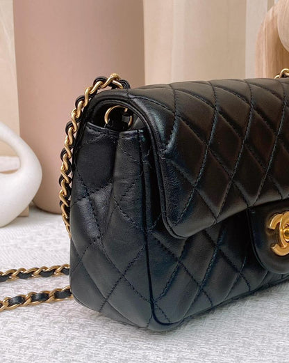 Chanel Black Lambskin Mini Rectangular with Pearl Crush GHW