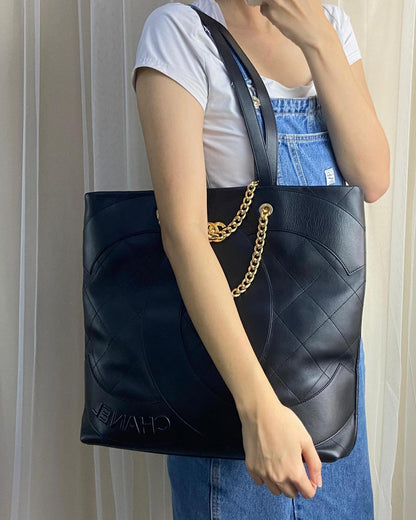 Chanel Black Calfskin 23S Large Shopper Tote GHW