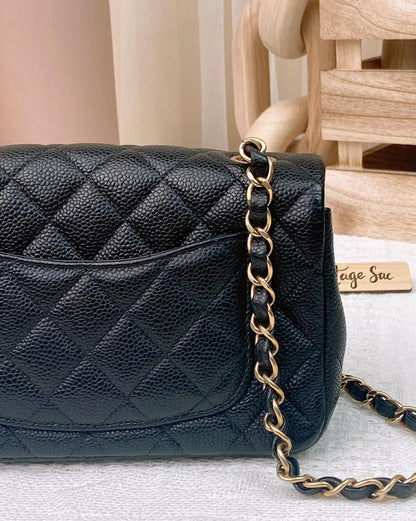 Chanel Black Caviar Mini Rectangular Flap Bag GHW