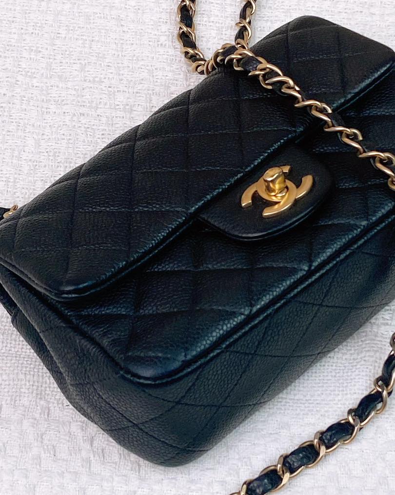 Chanel Black Caviar Mini Rectangular Flap Bag GHW