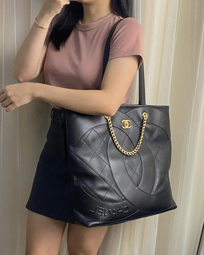 Chanel Black Calfskin 23S Large Shopper Tote GHW