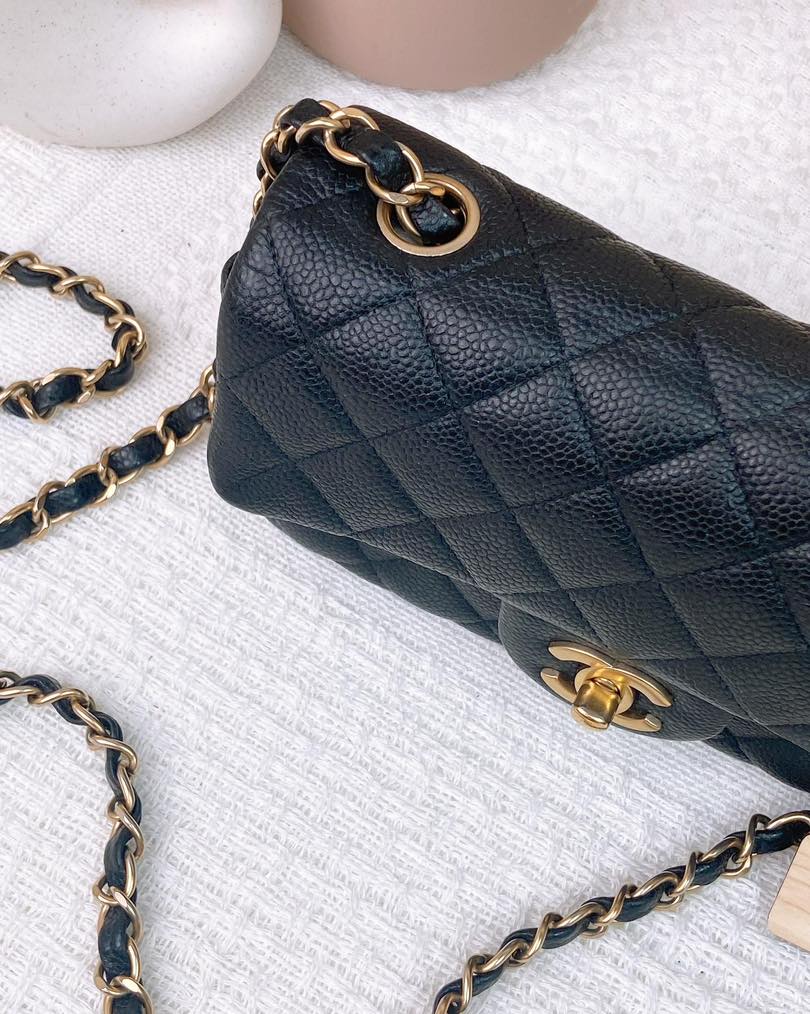 Chanel Black Caviar Mini Rectangular Flap Bag GHW