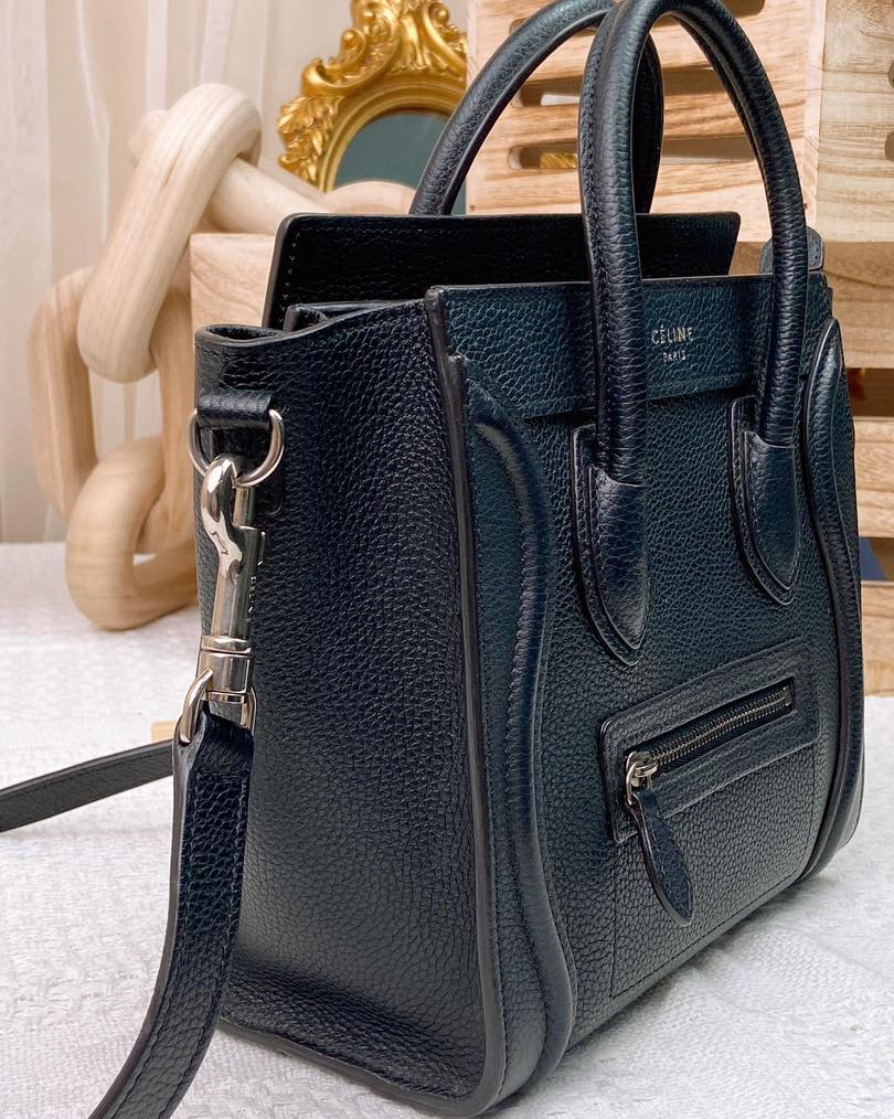 Celine Black Calfskin Nano Luggage SHW