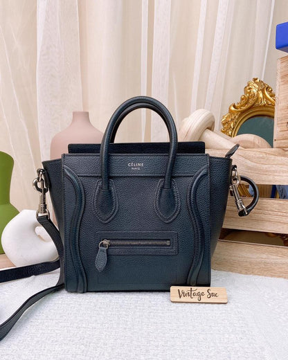 Celine Black Calfskin Nano Luggage SHW