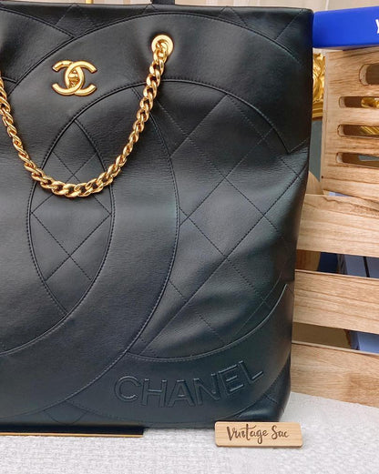 Chanel Black Calfskin 23S Large Shopper Tote GHW